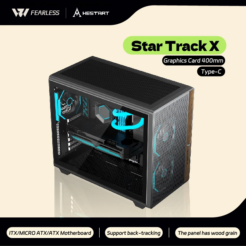 

Материнская плата HESTART Star Track X ATX, прозрачная стеклянная сторона TYPE-C, поддерживает 360/240, игровой чехол для настольного компьютера с водяным охлаждением