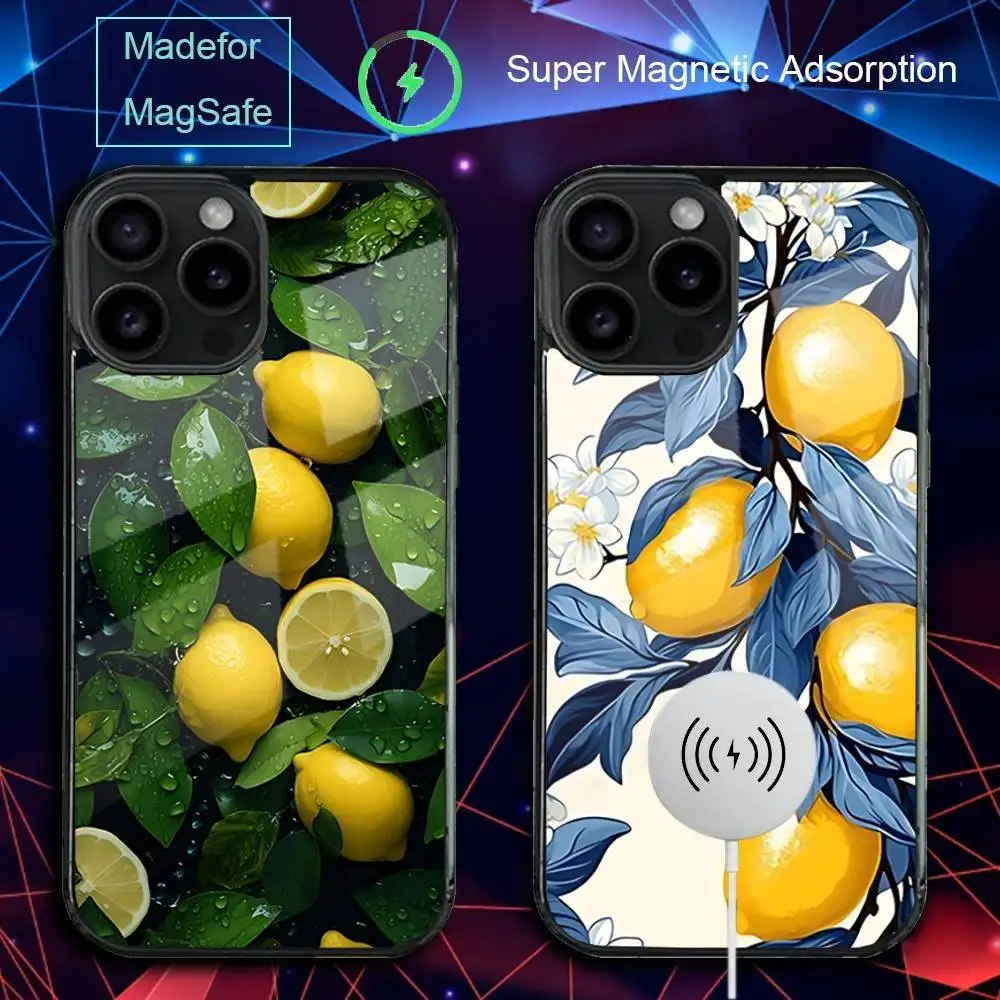 

Fruit lemon Art Painting Phone Case For iPhone 17,16,15,14,13,12,11,Pro,Max,Plus,Mini,SE4,E Magnetic Magsafe Wireless Charging