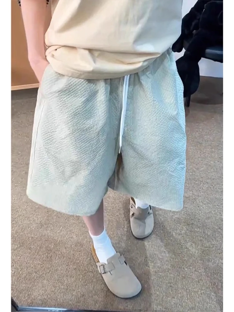 

Ice Silk Bubble orts Men's Summer Thin American Retro Sports Qui Dry over Knee Five orts Loose Fit Low Waist Youthful