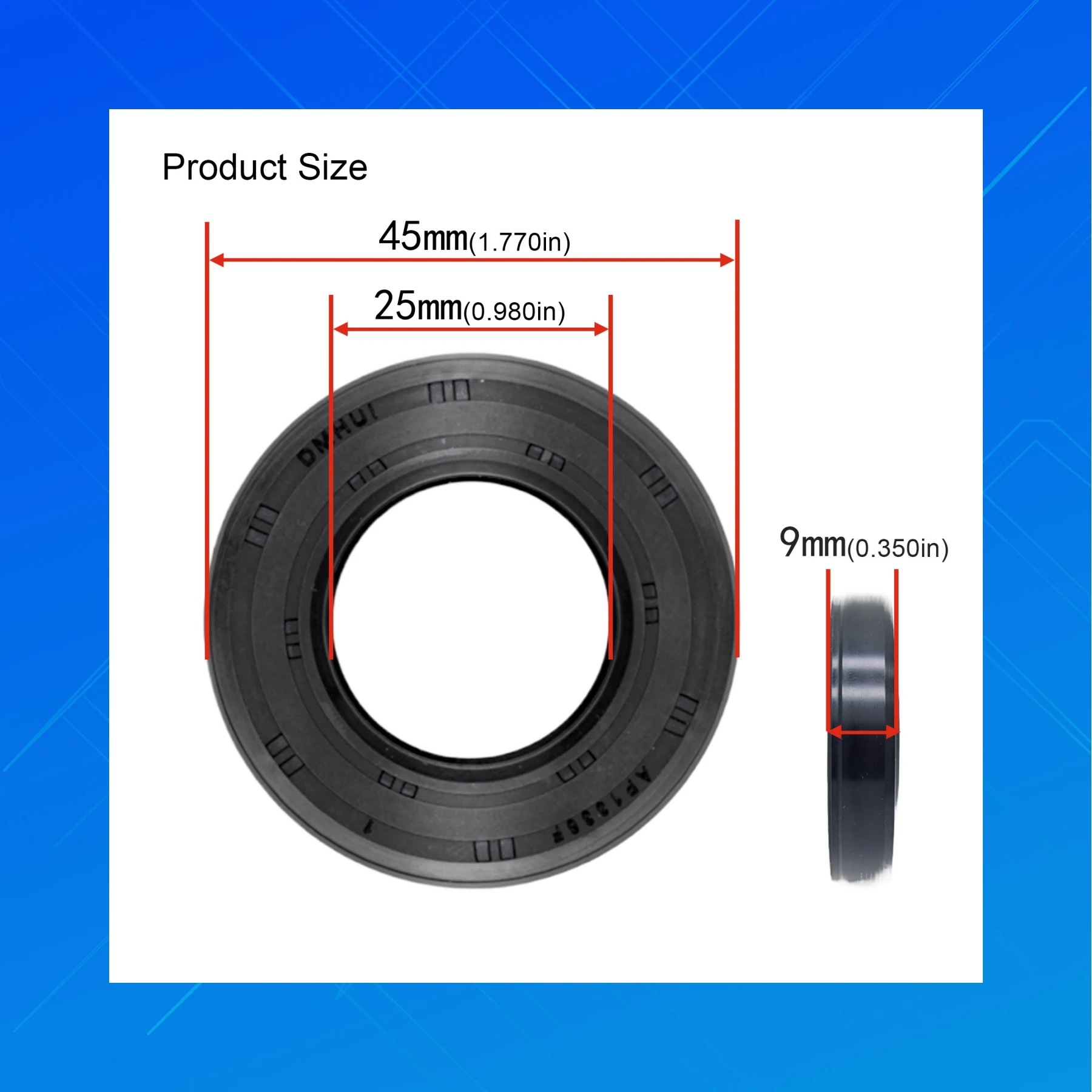 

DMHUI high-quality metal skeleton oil seal, size 25x45x9 mm. TCZ type AP1336F oil seal, FKM rubber oil seal for hydraulic pump