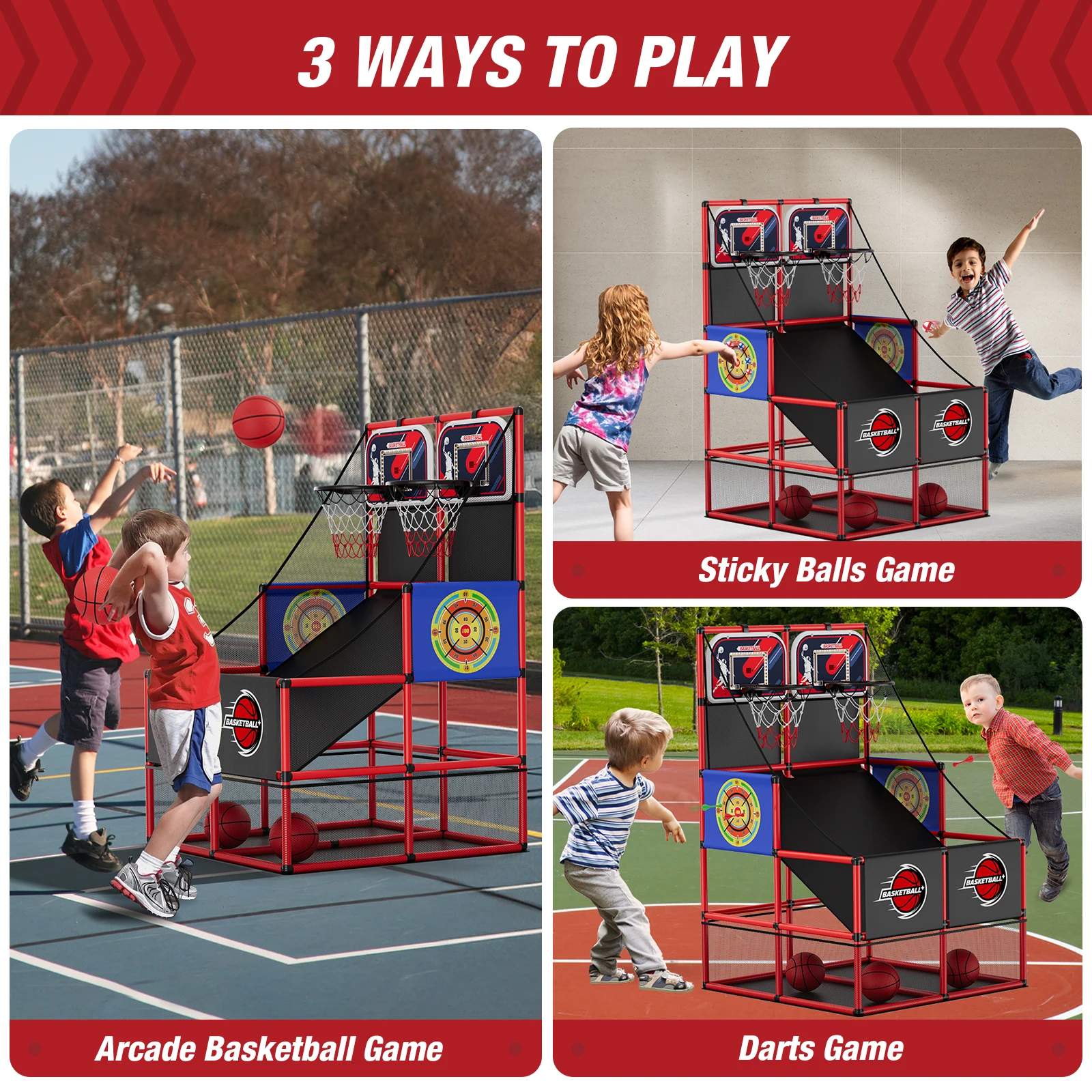 2-in-1 Dual-Shot-Basketball-Ar – Kids Indoor Outdoor Games Bewertung und Preis