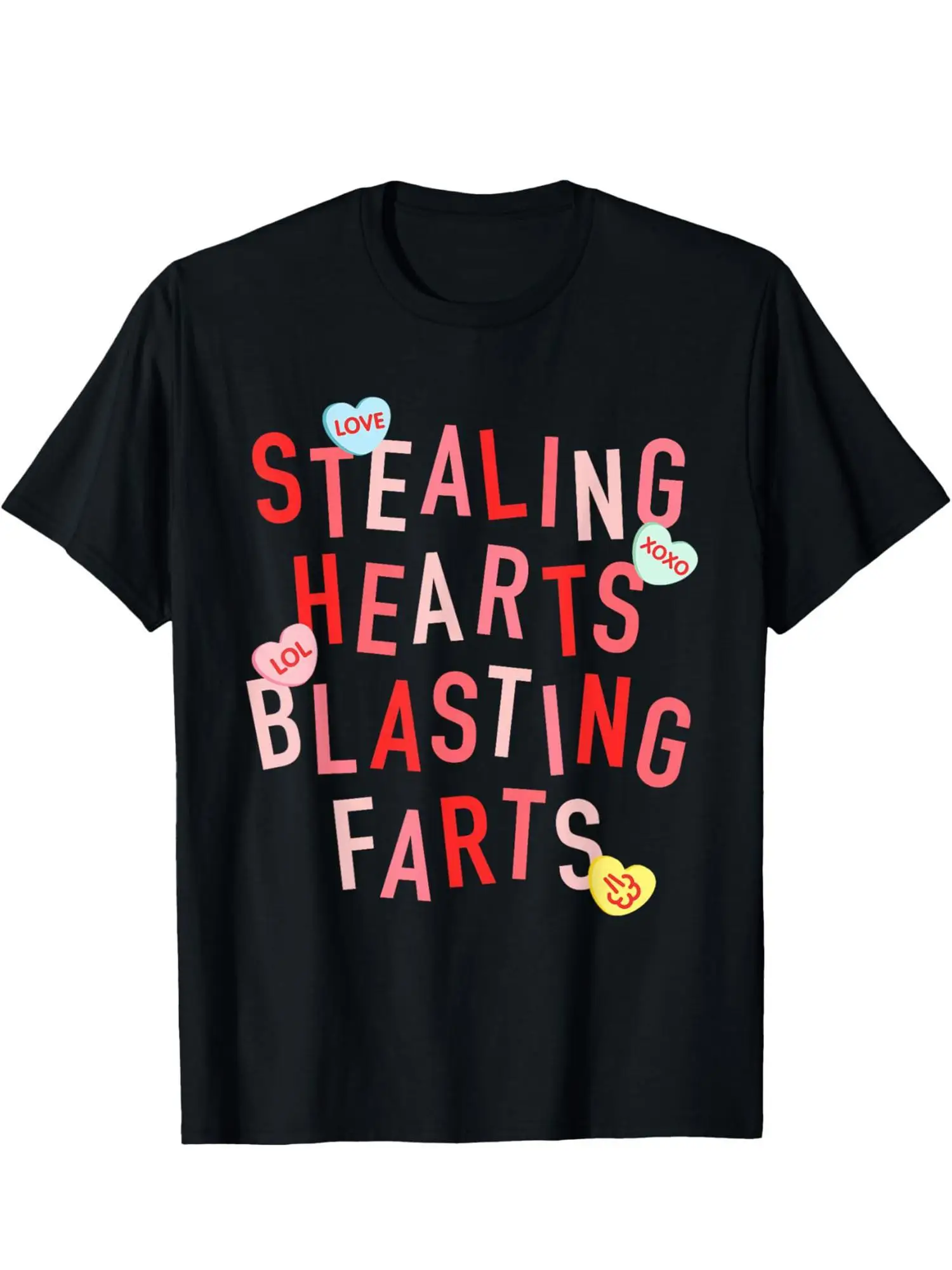 

Stealing Hearts and Blasting Funny Print T-Shirt Comfortable Casual Wear with Eye-catching Designs High-quality Short Sleeve