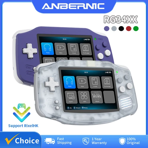 ANBERNIC-consola de juegos portátil Retro RG34XX, reproductor de videojuegos IPS Linux de 3,4 pulgadas, 64 bits, 3500mAh, compatible con transmisión WIFI y Bluetooth