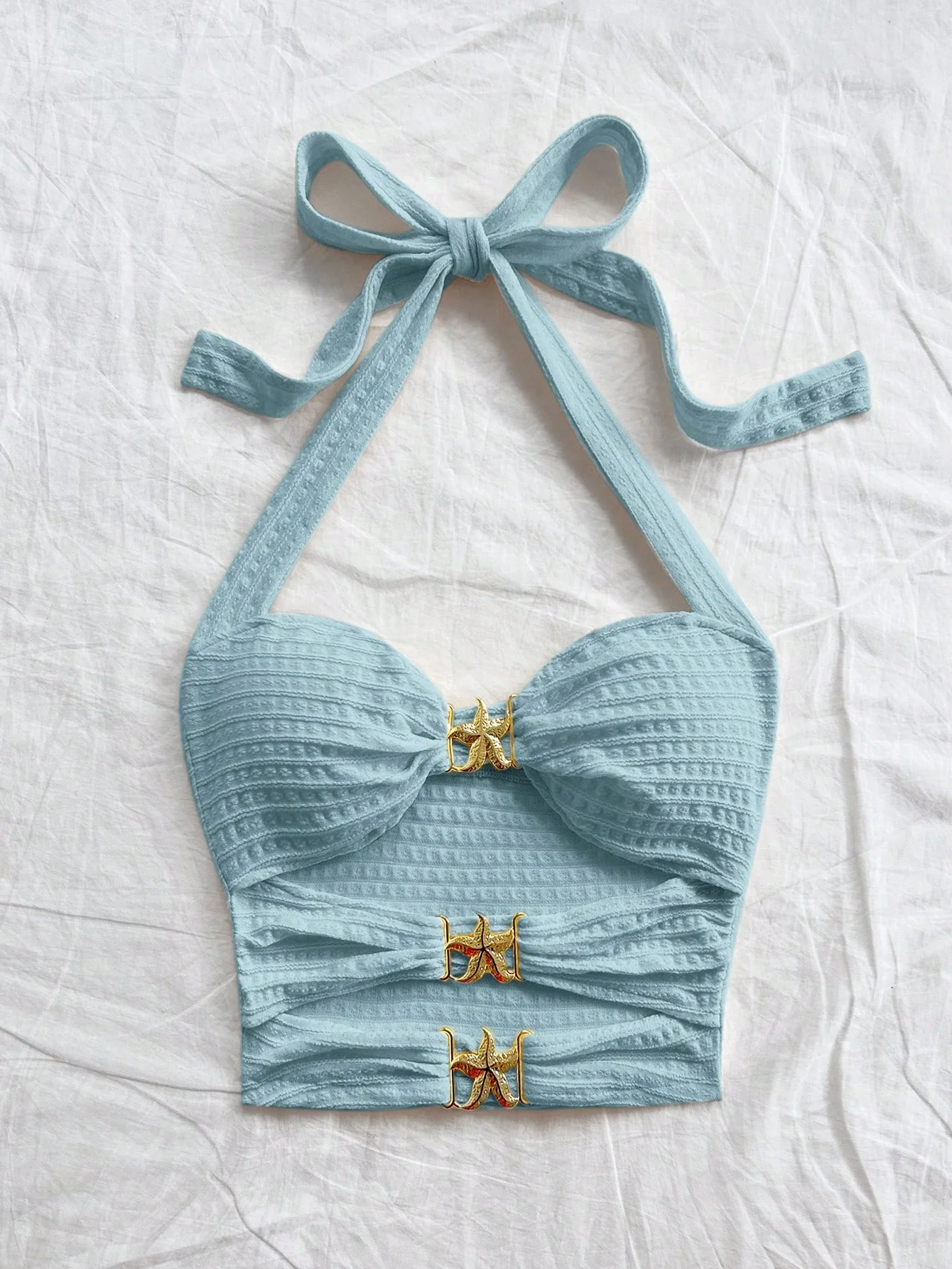 Slimming Pure Desire Style Hollowed-Out Five-Pointed Star Inlaid Versatile Halter Top for Summer image 6