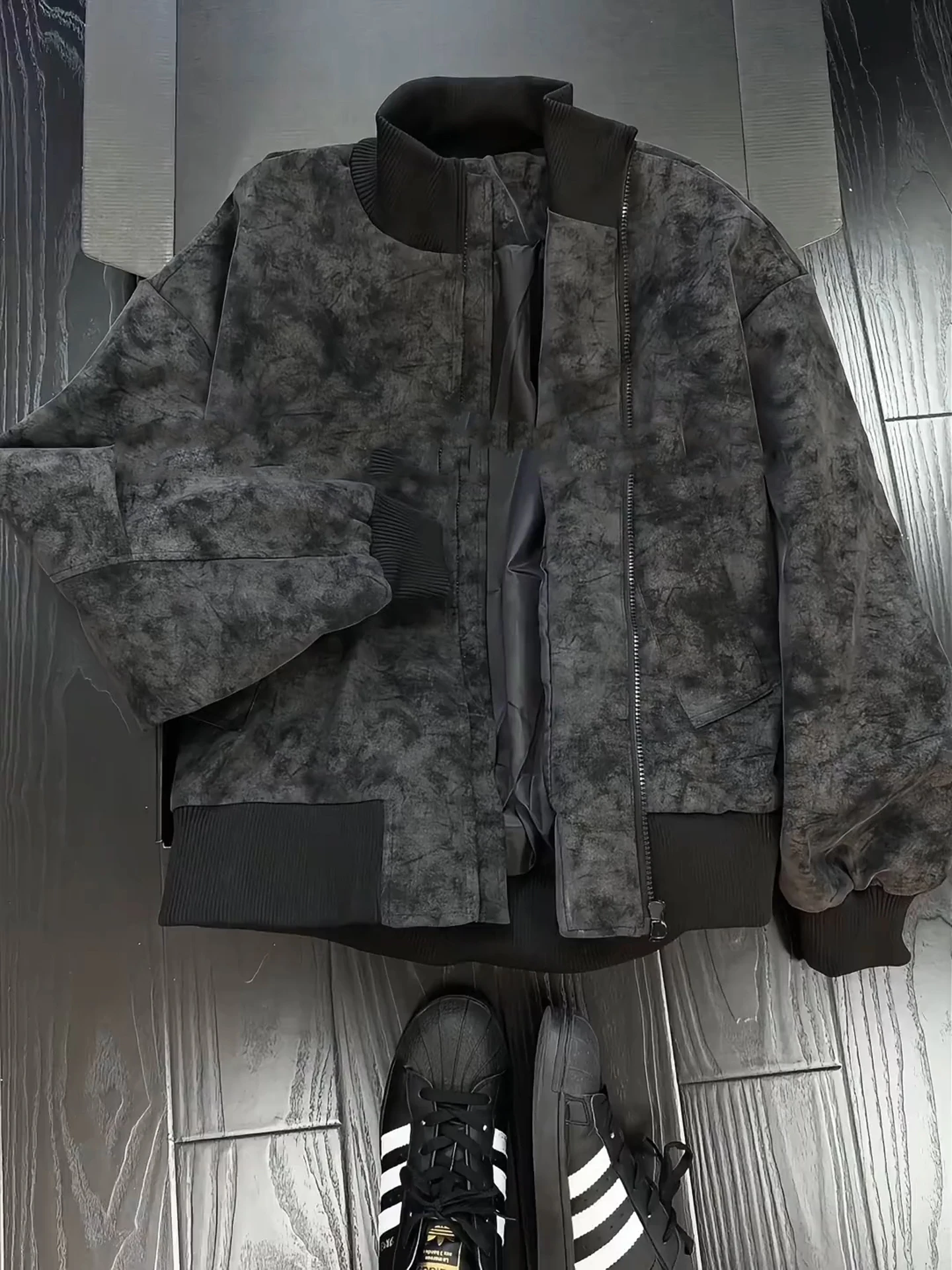 

Кожаное мужское джето Bla Tie Dye с воротником-стойкой, осенне-зимнее модное бейсбольное пальто в стиле ретро, свободная молния