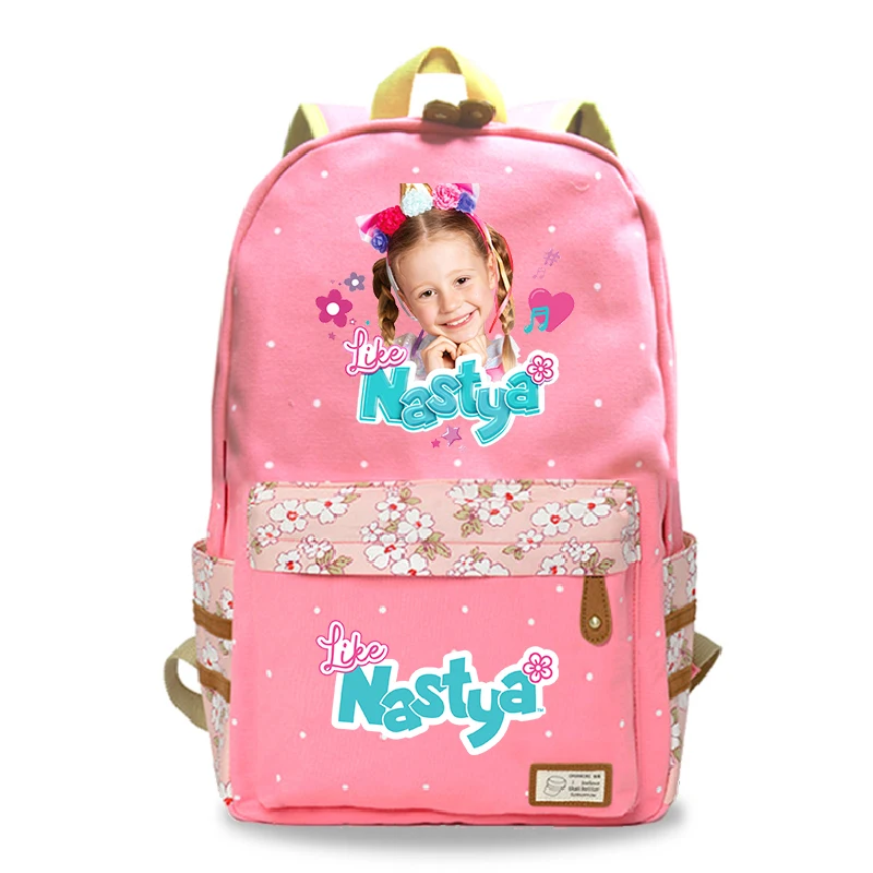 Children School Bag Like Nastya Printed Backpack for Middle School Students Bookbag Travel Bags Canvas Backpack for Boys Girls