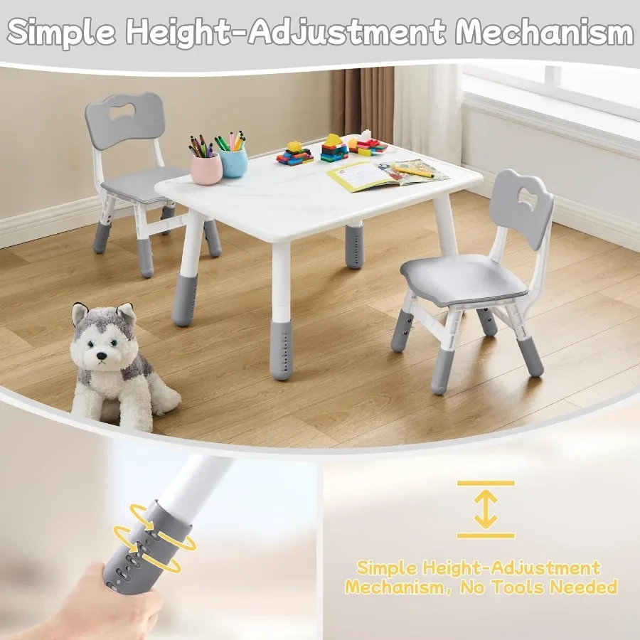 Adjustable Toddler Table And Chair Set Perfect Reading Drawing Eating Creative Activities In Daycare Classroom Ages 3-8 Home Use
