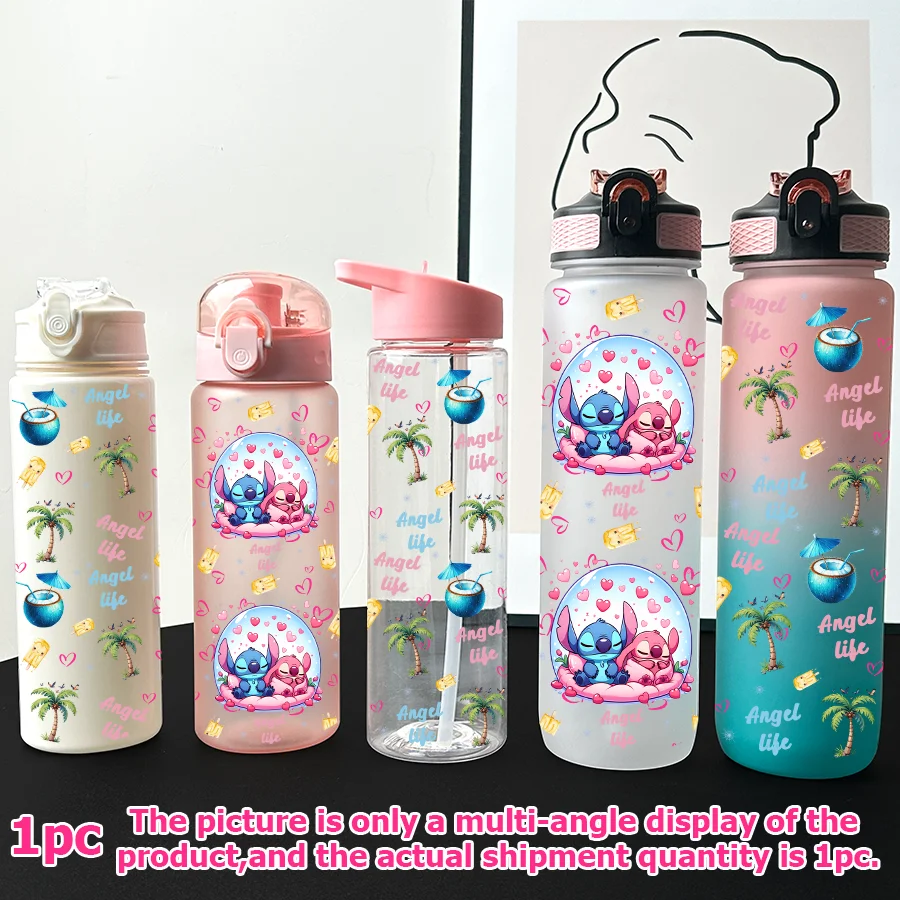 

1 шт. Disney, вышивка, ангел с принтом 23-32 унций, многопластиковая бутылка для воды, портативная спортивная чашка для воды, подарок на день рождения