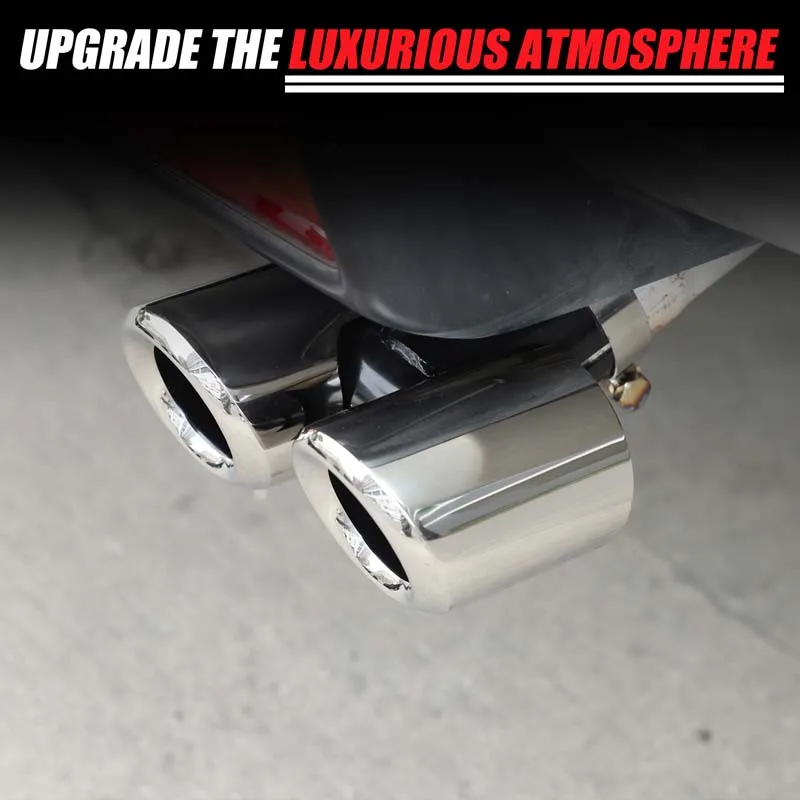 

For Toyota FJ Cruiser 2007-2021 Sliver Double Outlet Stainless Steel Car Muffler Exhaust Pipe Tip End Trim Modified Tail Throat