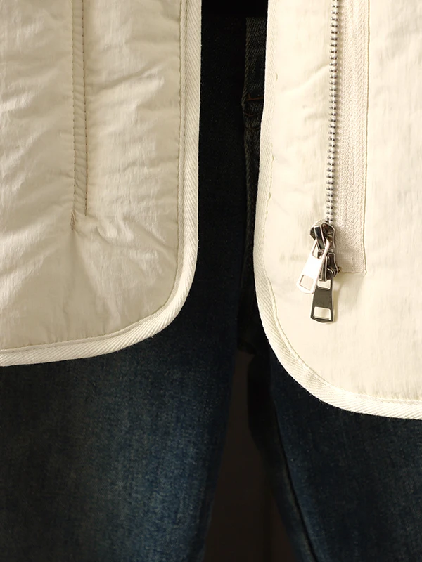 

Vintage Unique round Ne Cotton Jaet Women's Loose Comfortable Casual Sle Fall Winter Thiened Zipper Closure Color