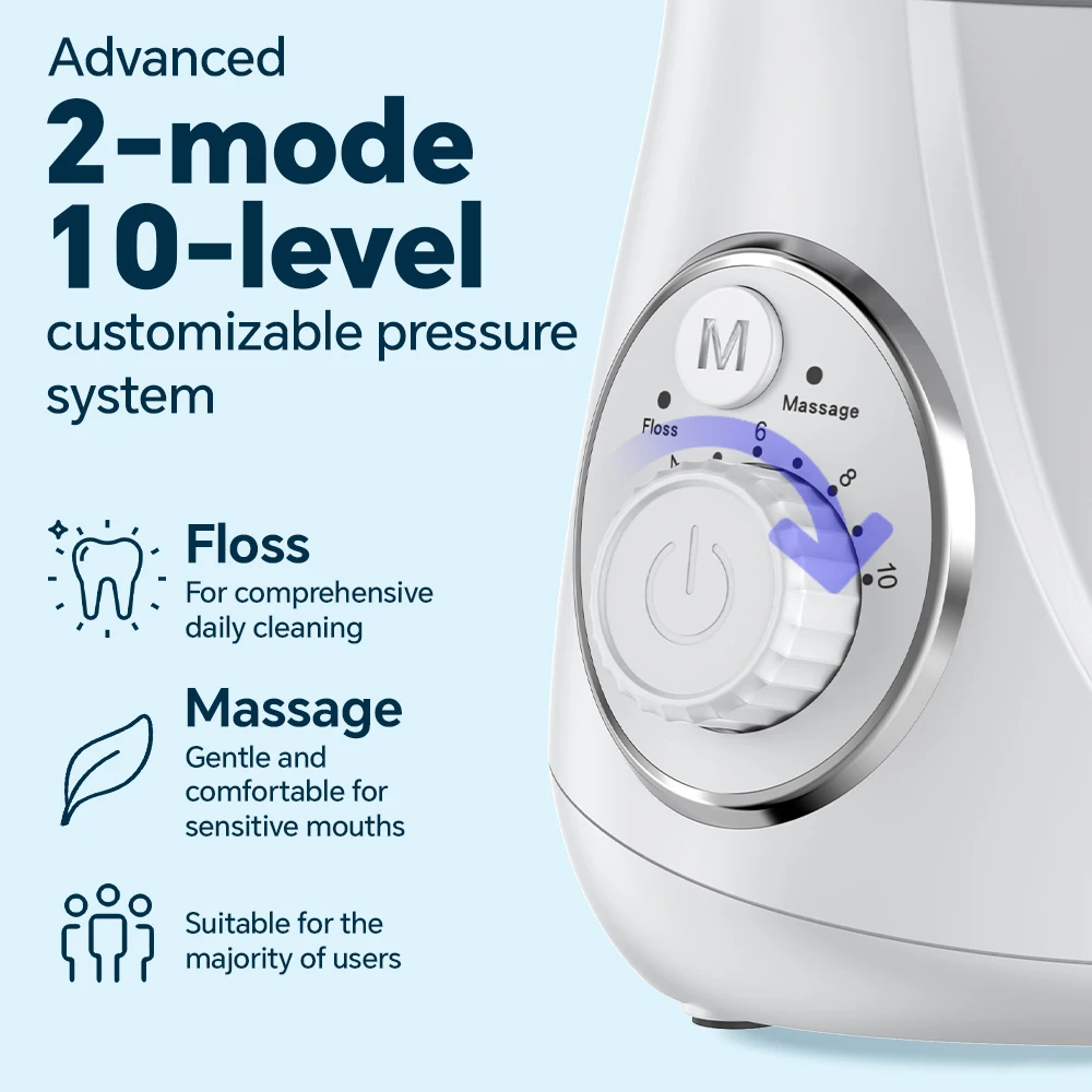 Electric Oral Irrigator Water Flosser Teeth Picks, Waterproof 600ML Dental Cleaner with 10 Levels & 5 Nozzles for Teeth Cleaning