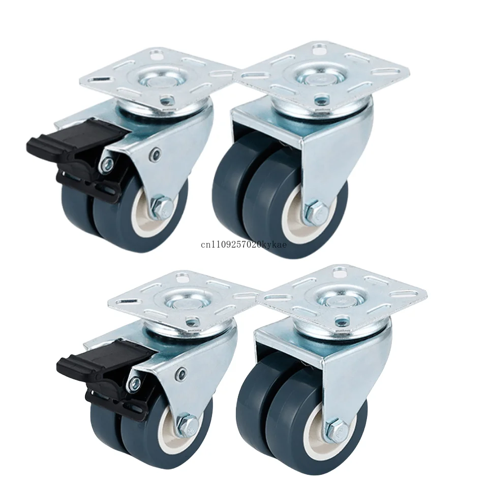 4PCS Heavy Duty 2-Inch Silent TPR Swivel Casters Dual Wheels for Beach Chairs Furniture Medical Rollers