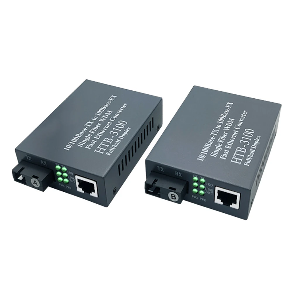 Single Mode Fiber Ethernet Converter 20km 1310 1550nm Optical Transceiver For Long Distance Network Link