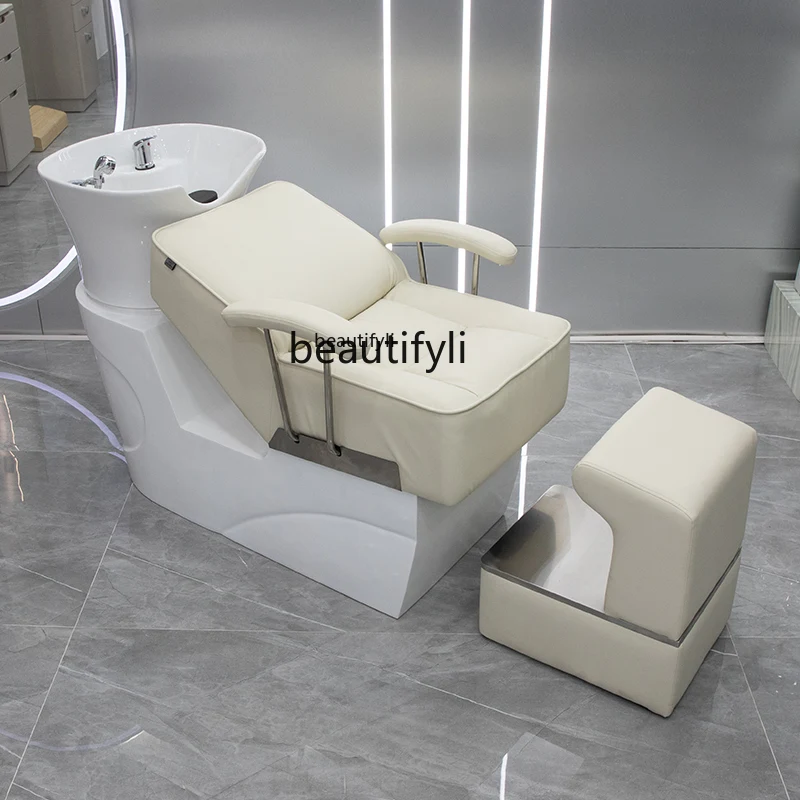 Simple shampoo bed, special for hairdressers, semi-reclining ceramic deep basin flushing bed for hairdressers