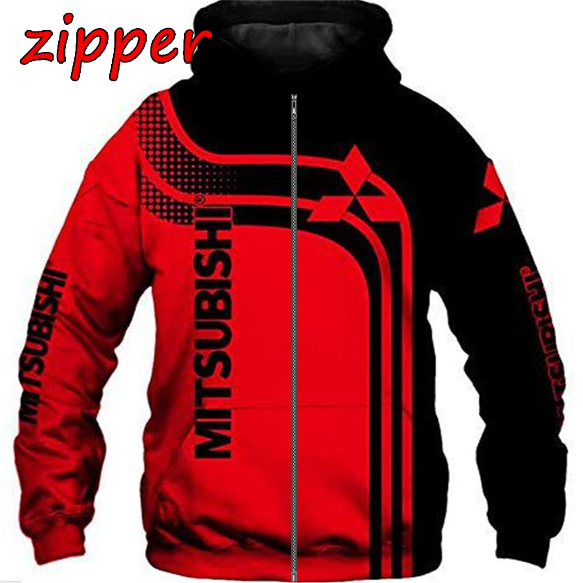 Spring and Autumn Men\'s and Women\'s Hoodies Mitsubishi Automobile Logo Print Jacket Men\'s 3D Hoodie Fashion Casual Zipper Hoodie