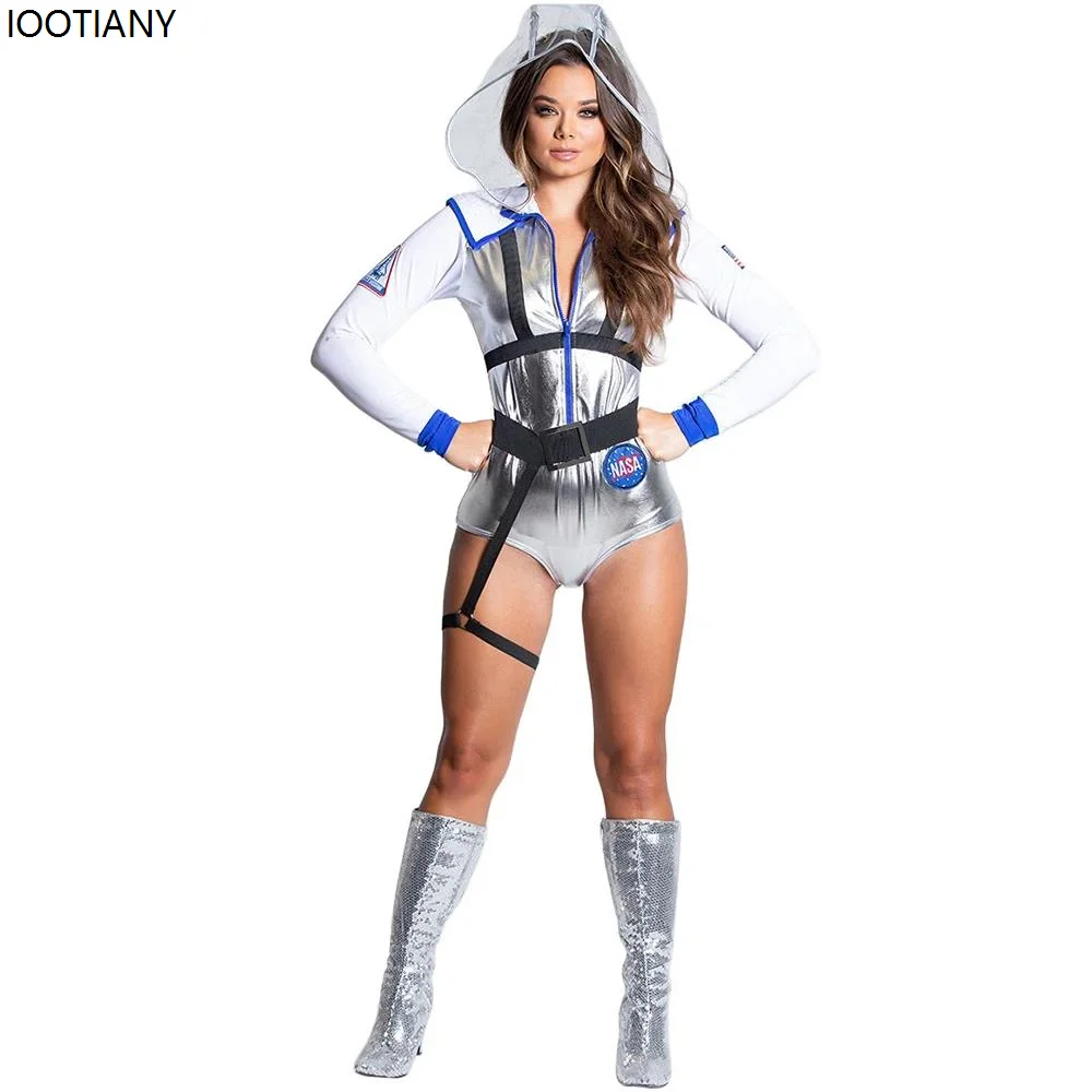 

Halloween Party Silver Space Astronaut Cosplay Costume Nightclub Pole Dance Ds Bodysuit Women's Prom Stage Performance Suit 2025