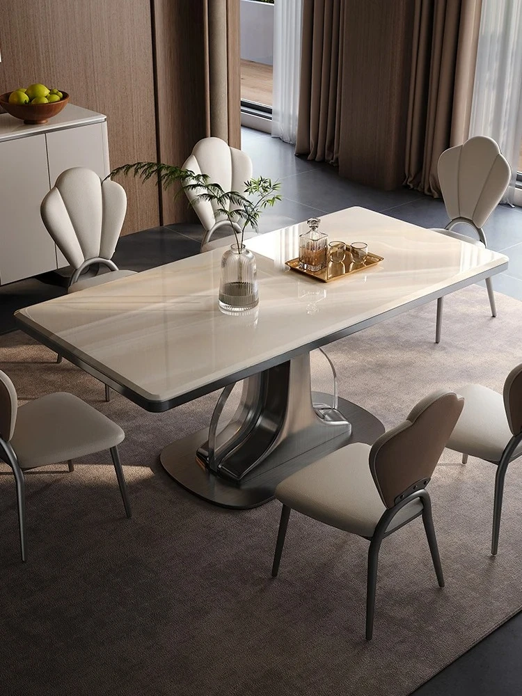 

household light luxury modern high-end rectangular marble dining table