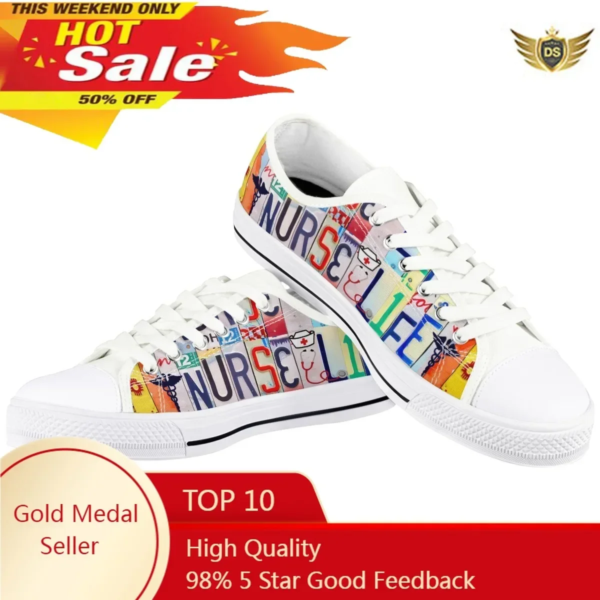 

License Plate Nurse Life Design Vulcanize Shoes Woman Sneakers Fashion Canvas Shoes Feminino Zapatos Mujer