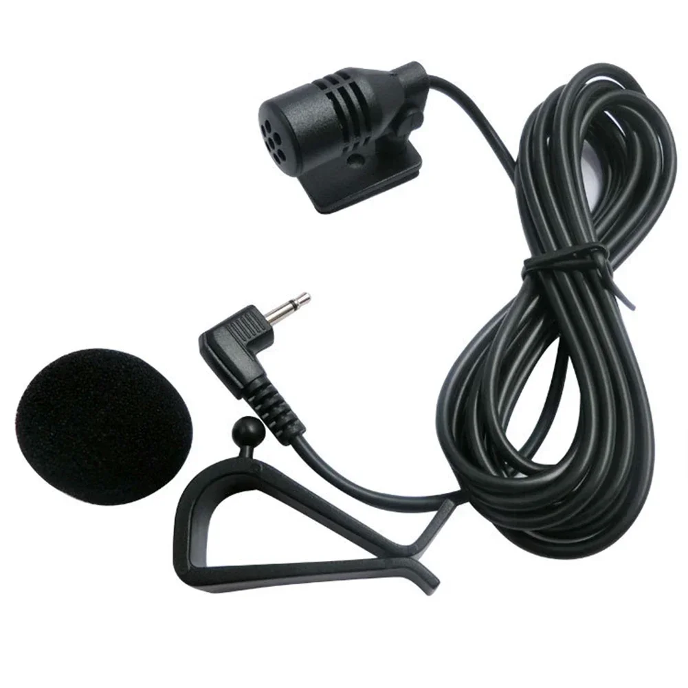 1 Pcs 3.5mm Car Audio Microphone Mini Wired Black Plastic External Mic Clip For Car DVD Radio 10FT Audio Accessories