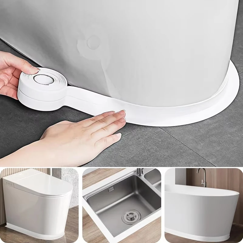 Bathroom Sealing Tape Self-adhesive Oil-Proof Kitchen Sink Caulk Seal Strip PVC Waterproof Shower Wall Sticker For Toilet Corner