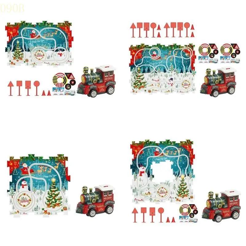 

090B Christmas Electric Train Adventure Puzzle Track Play Set for Children Educational Toy Track Set for Kids Cartoon Train