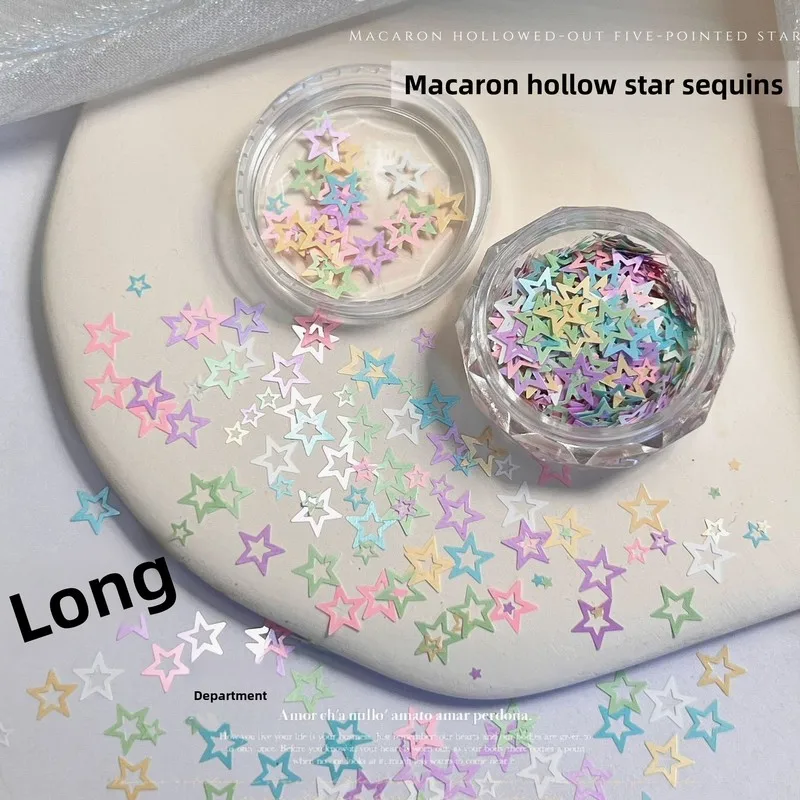 LYLE Hollow Colorful Star Glitter Sequins Macaron Five Pointed Star Shiny Flakes Nail Art Decoration Charm Mix Assorted Bulk Set