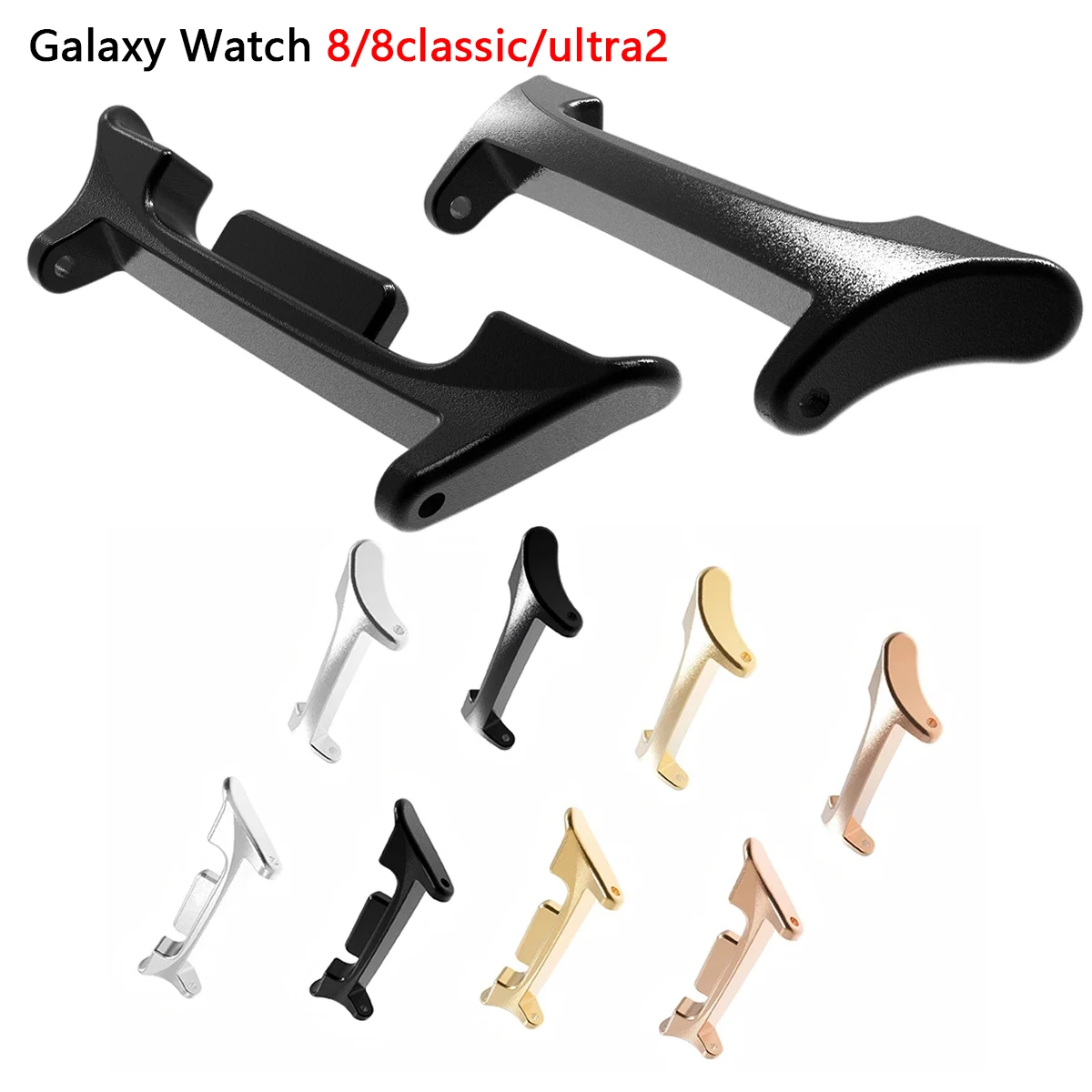 

for Samsung Galaxy Watch 8 Ultra 1Pair Watchband Connectors Metal Adapters Stainless Steel Bracelets Link Attachment Replacement