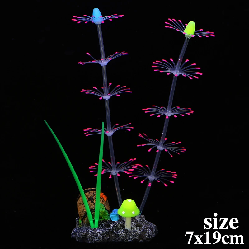 Simulation Aquatic Plants Artificial Silicone Noctilucent String Shape Coral Fish Tank Ornaments Aquarium Landscaping Decoration