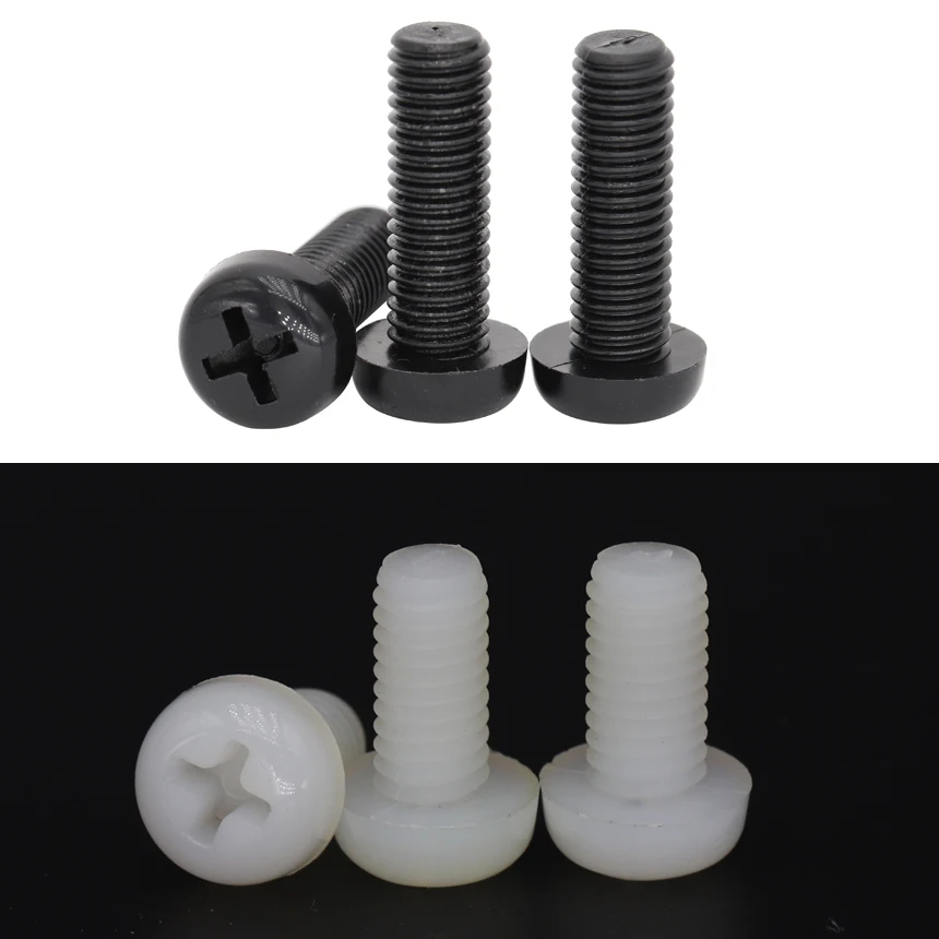 M4 M6 M8*15mm 16mm 20mm 25mm 30mm DIN7985 White Black Nylon Plastic Bolt Insulation Phillips Cross Recessed Round Pan Head Screw