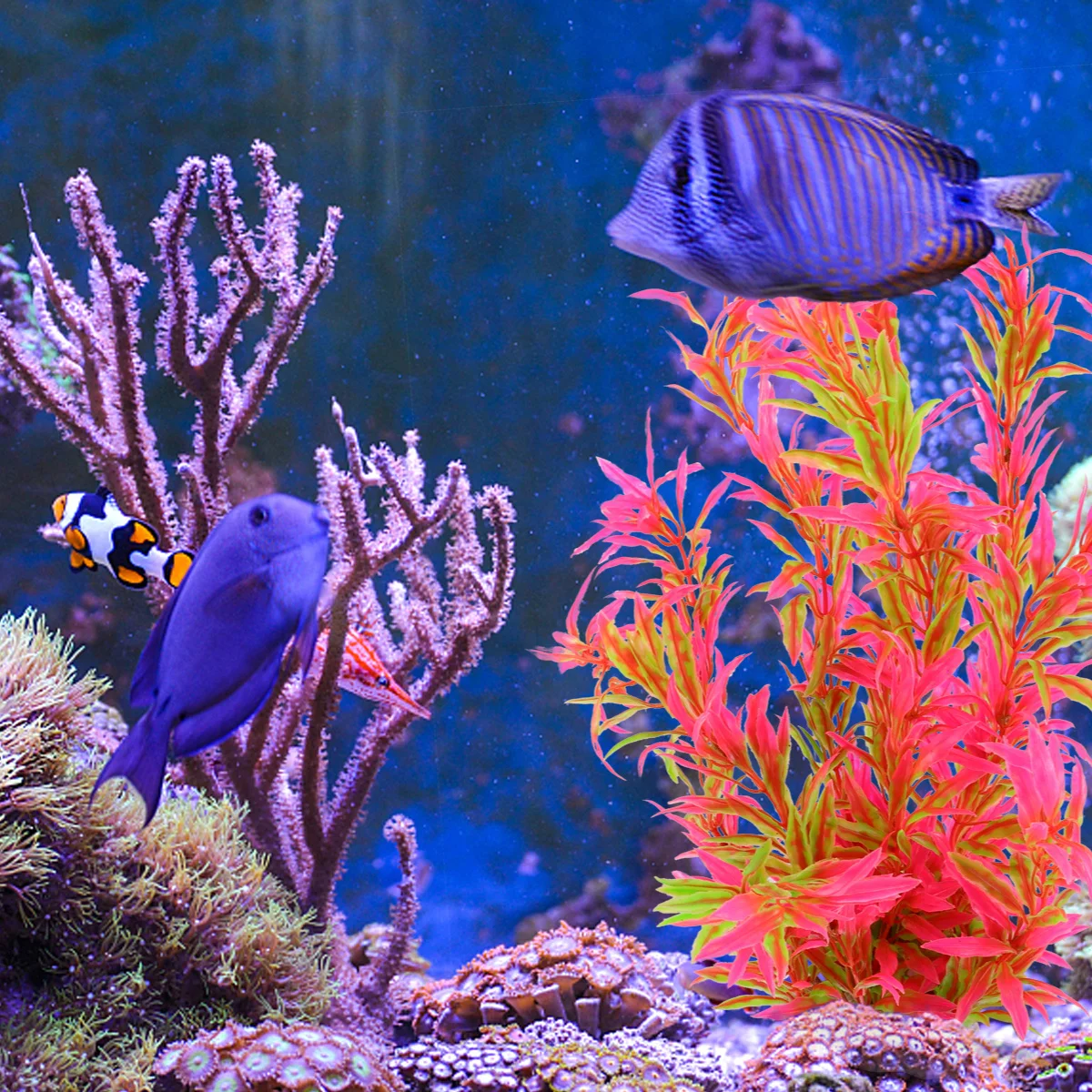 

Fish Tank Artificial Grass Aquarium Plant Red Green Realistic Underwater Decoration Lifelike Plastic Ornament for Fresh Salt