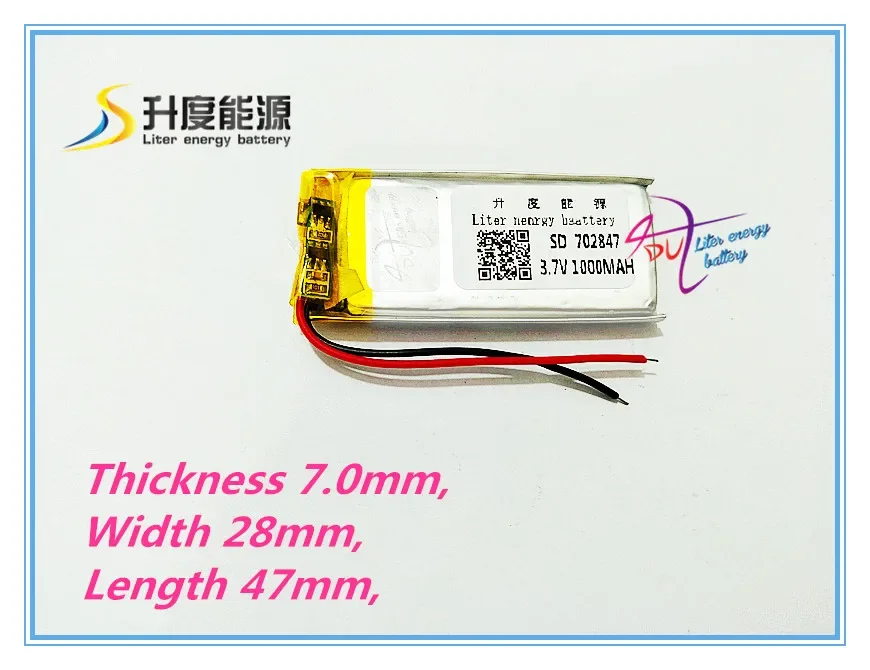 

Size 702847 3.7V 1000mah 703048 Lithium polymer Battery with Protection Board For Bluetooth GSP Digital Products