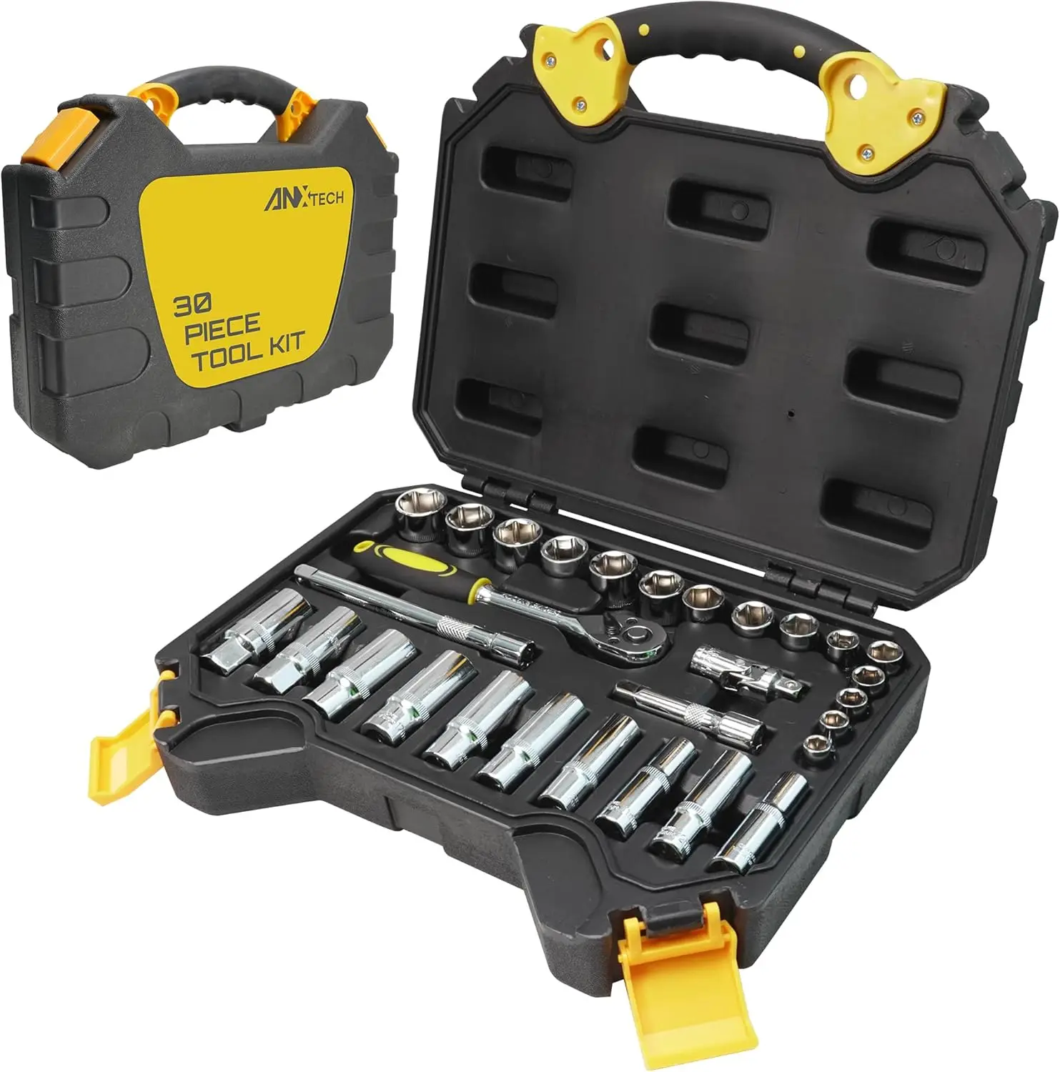 

Набор ударных головок 3/8 дюйма, 30 шт., метрические, глубокие/глубокие, с ящиком для хранения, инструменты для автомобиля, мотоцикла, ремонта велосипедов