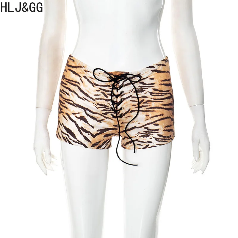 HLJ & GG сексуальный меховой Холтер с открытой спиной комплект из двух предметов женский укороченный топ без рукавов + тигровые бандажные шорты наряды модная уличная одежда
