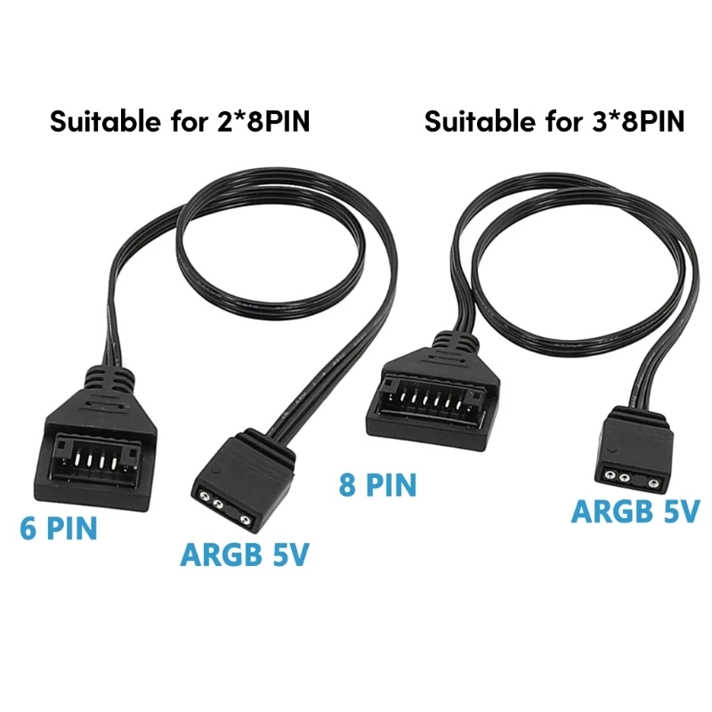 30cm RGB Cable Converter 5V 3pin to ARGB 5V 8Pin/6Pin Male Adapter Expand Light ARGB Devices Easy and Convenient to Use Dropship