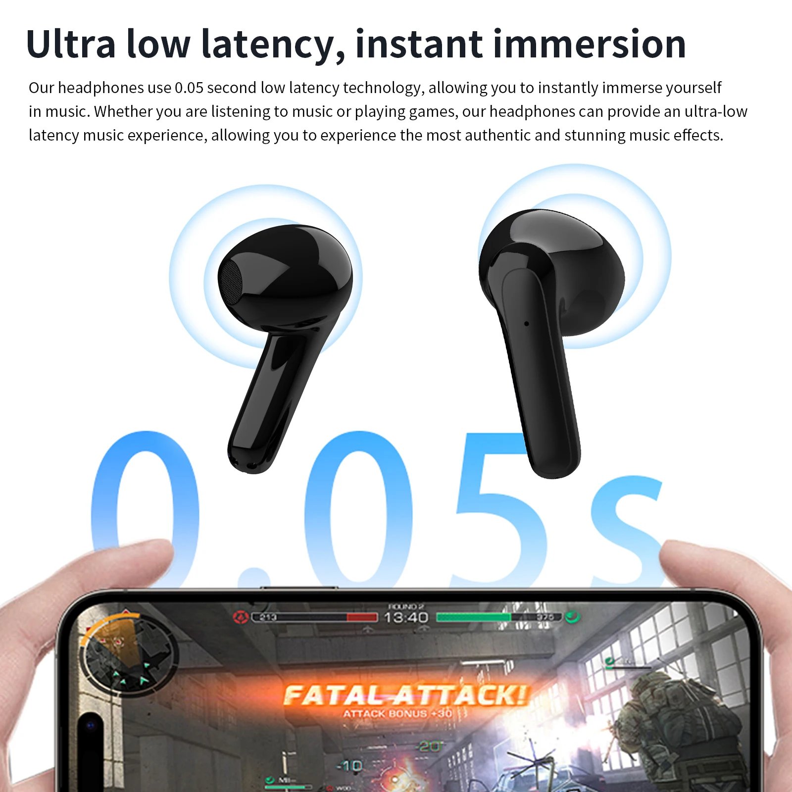 سماعات رأس لاسلكية، سماعات داخل الأذن، مع ميكروفون، سماعات ستيريو داخل الأذن مع شاشة LED