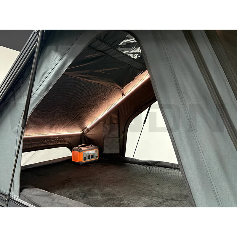 SNDN Camping Aluminum X Frame Roof Top Tent 4 Seasons Camper Top Roof Tent Hard Shell X Hinge Rooftop Tent for Car