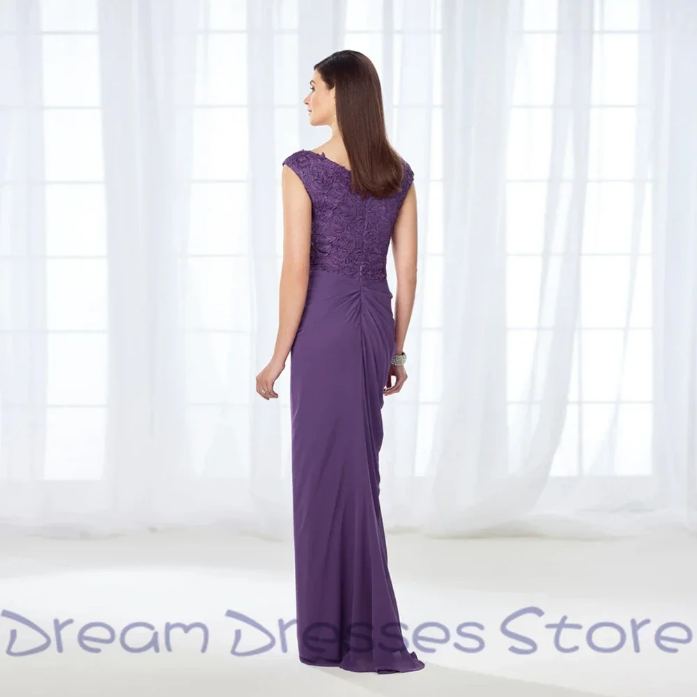 Retro Applique Mother Of Bride Dresses Handmade Flower V-Neck Floor Length Flower Dress for Wedding 2024 Summer Mère Formelle