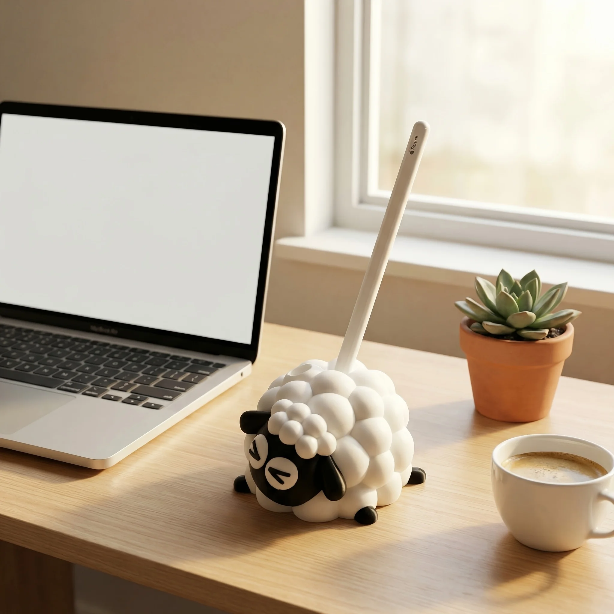 1-Piece Sheep-Shaped Pen Holder, Creative Cartoon Desktop Storage Ornament, 3D Printed Pen Holder, Single Pen Storage, Cute Design, Desktop Decoration, Office Essentials, Exquisite Gift Item