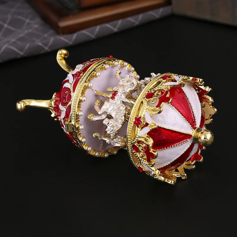 Эмалированная милая карусель, веселое яйцо, шкатулка для драгоценностей, украшение для дома, элегантный органайзер для хранения ценных аксессуаров