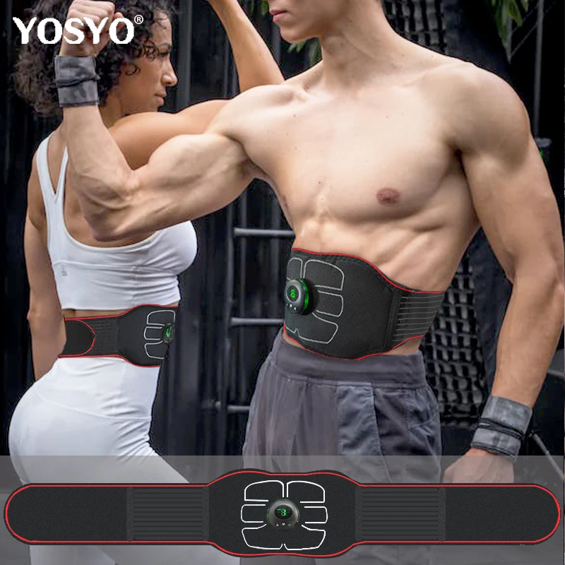 Electric Abdominal Massage with Body Waist Shaping Assistance Tool Portable Home office Fitness Belt Black USB Charging