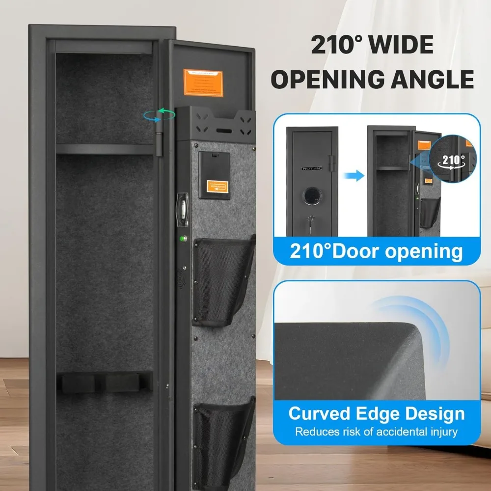 Gun Safe for Rifle and Pistols, Long Gun Safe for Rifle Shotgun for Home, Quick Access Gun Storage Cabinet with Handgun Pouch, S