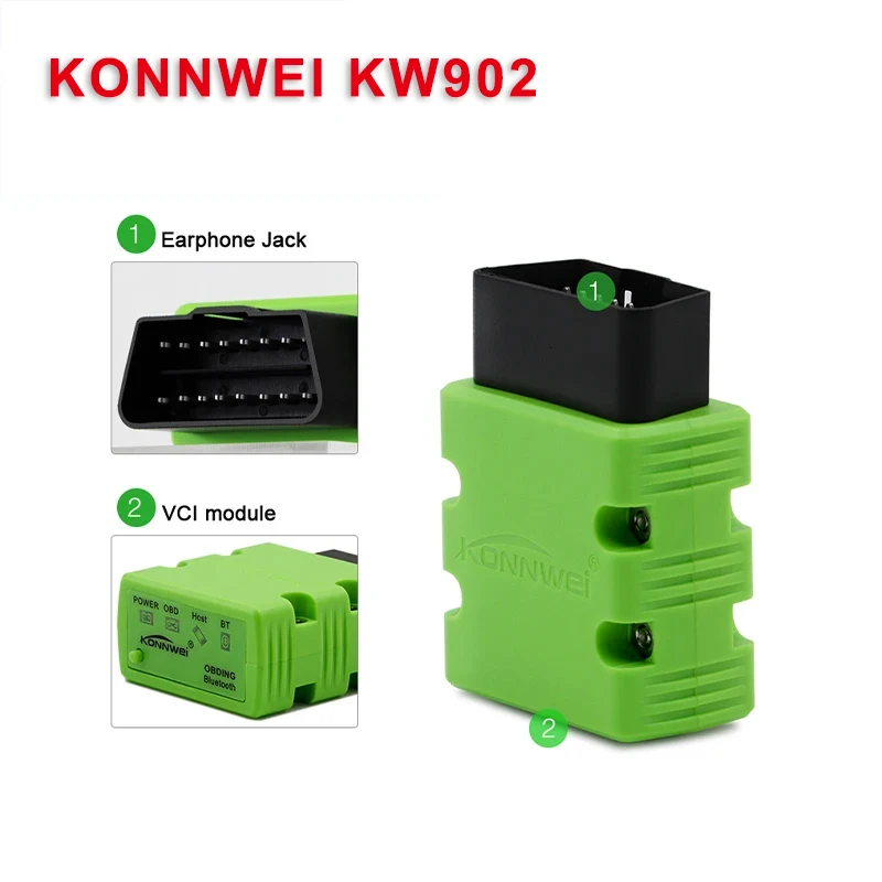 KONNWEI KW902 MINI OBD2 Car Diagnostic Tool Bluetooth 5.0 Auto Code Reader Scanner ELM 327 V1.5 OBDII for Android Phone iOS