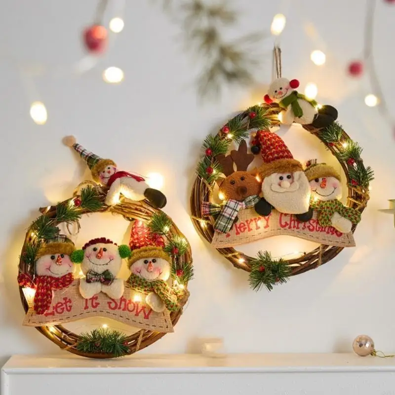 christmas-themed-velvety-wreath-decoration-30cm-three-character-designs-santa-snowman-reindeer-for-indoor-wall-window-87ha