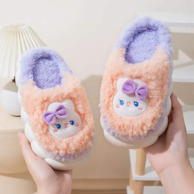Children's Winter Cotton Slippers Cute Cartoon Boys Girls Kid Indoor Anti Slip Warm Home Shoes Soft Comfortable Plush Shoes