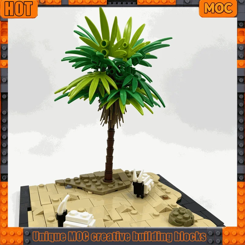 40 Parts Tropical Palm Tree Model Building Blocks MOC Custom Creative Puzzle DIY Assembly Educational Toy Home Decoration Gifts