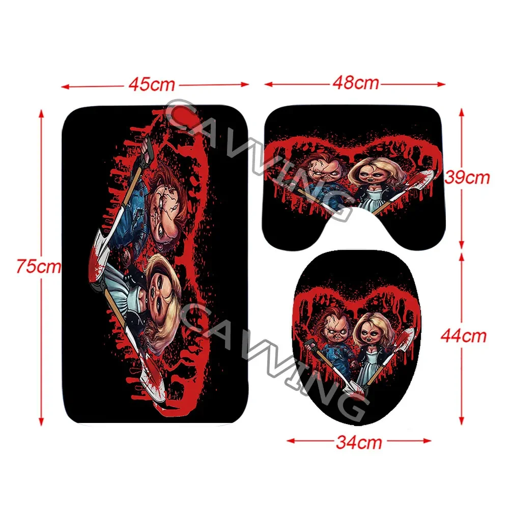 Funny Chucky  3D Print  Shower Curtain Waterproof Bathroom Curtain Anti-slip Bath Mat Set Toilet Rugs Mats Home Decor    H01