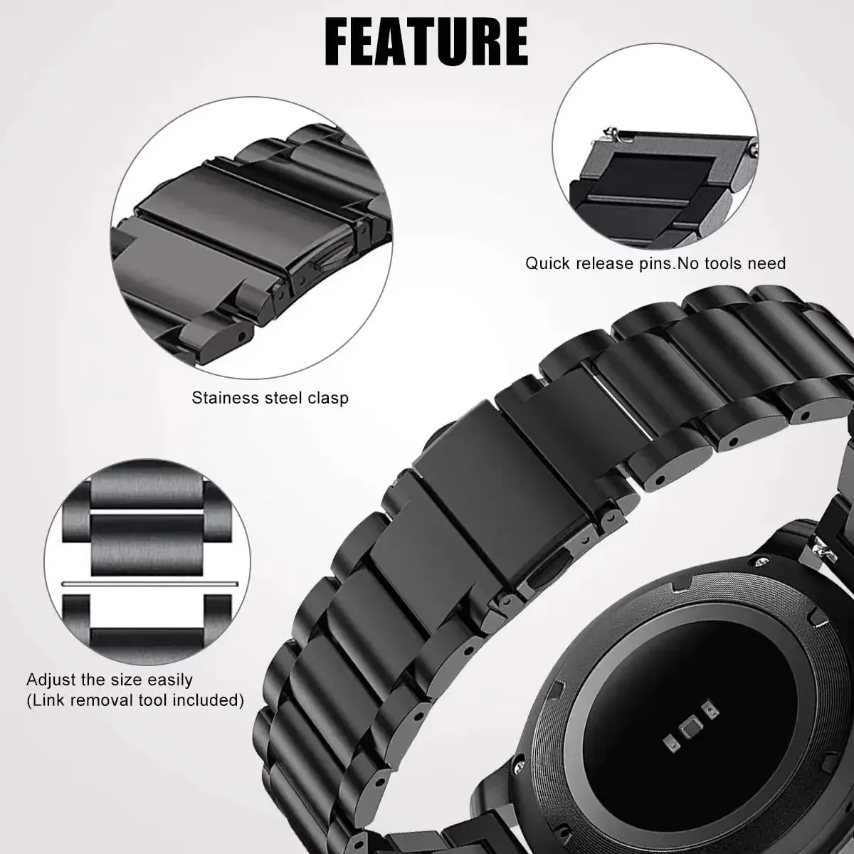 

Watch strap 22mm Watch Bracelet For Black Shark S1 Pro Smartwatch Stainless Steel For Black Shark S1 Pro Metal Correa Wristband