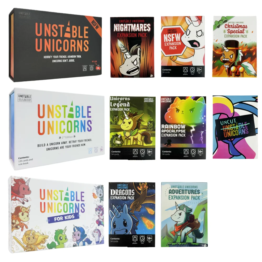 Unicorns Cards Family Party Nightmares Christmas Rainbow Adventures Expansion Basic Version Classic Kids Board Deck