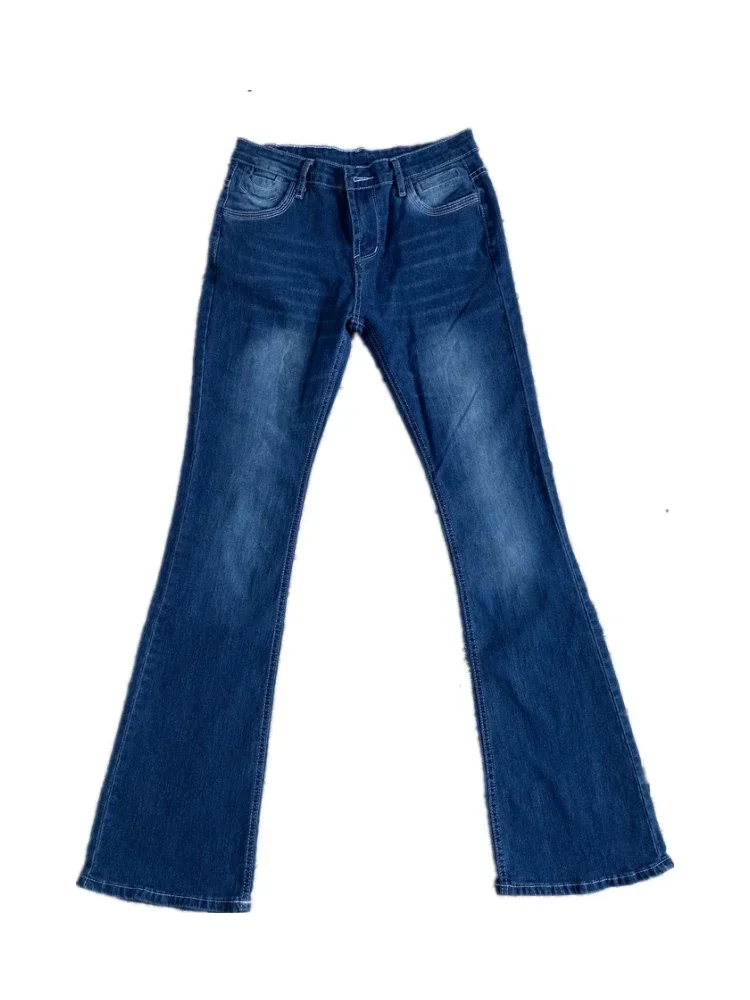 Feminino retro lavado cintura baixa micro queimado jeans verão novo chique casual calças finas feminino sexy denim bell-bottoms calças