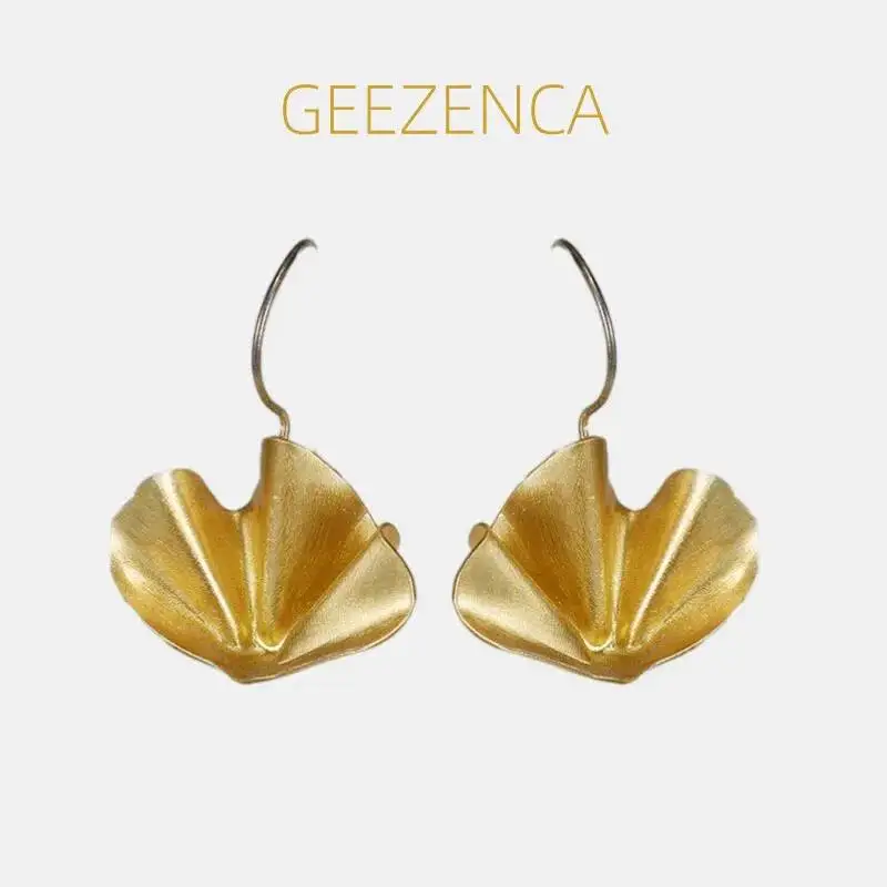 GEEZENCA Brushed Jewelry 925 Sterling Silver Drop Dangle Earrings Women Dainty Fashion Geometric Pleat Statement Earring Gift